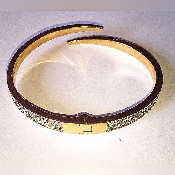 Michael Kors Gold Tone Kaycie Watch MK-3568A w/ CZ Paved Hinged Bangle Bracelet - Picture 5 of 6